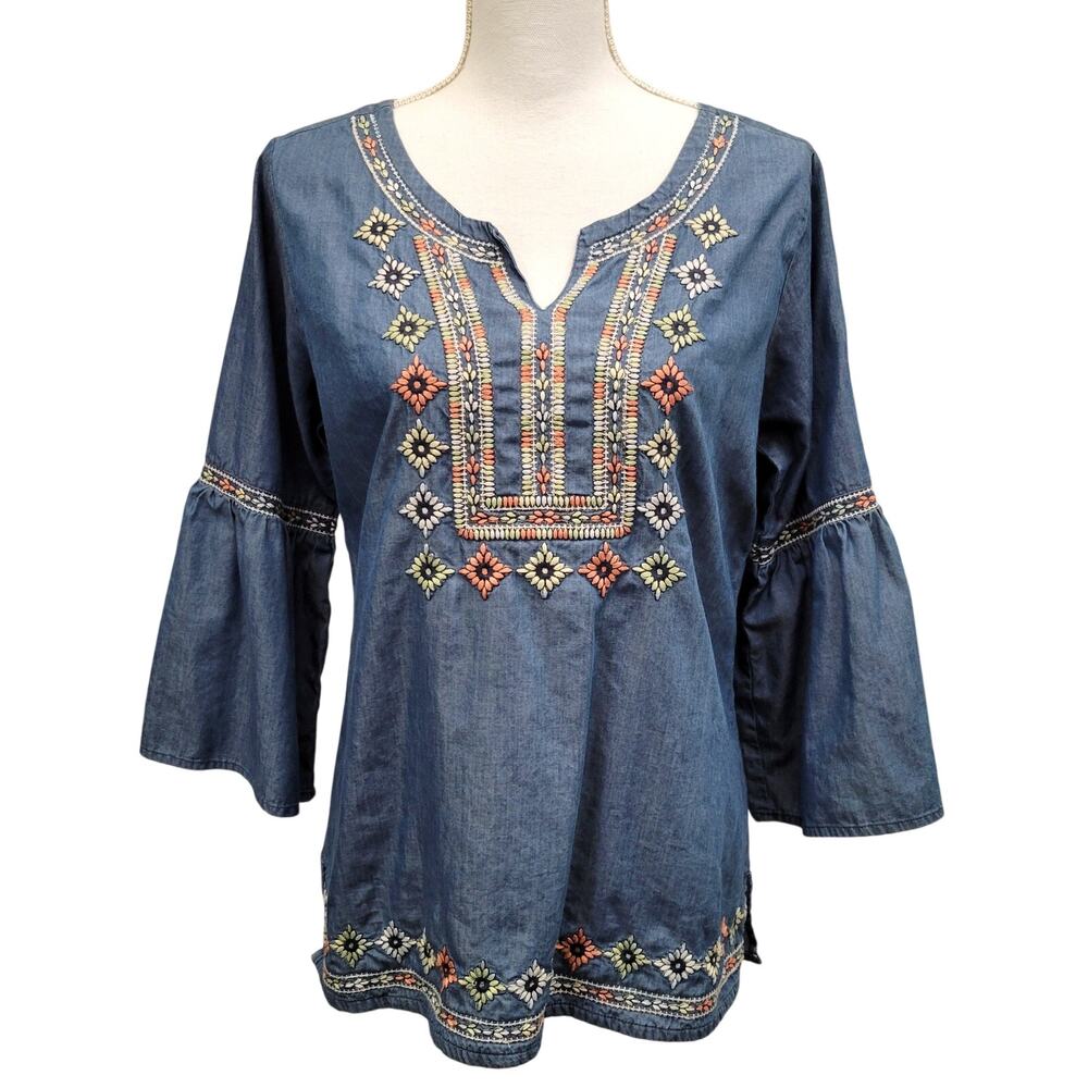 Parsley & Sage Tunic Top Medium Peasant Blouse